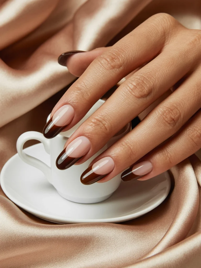 26 Fall French Tip Nail Ideas That Feel Fresh and Modern 9 Brown Chrome French Tips