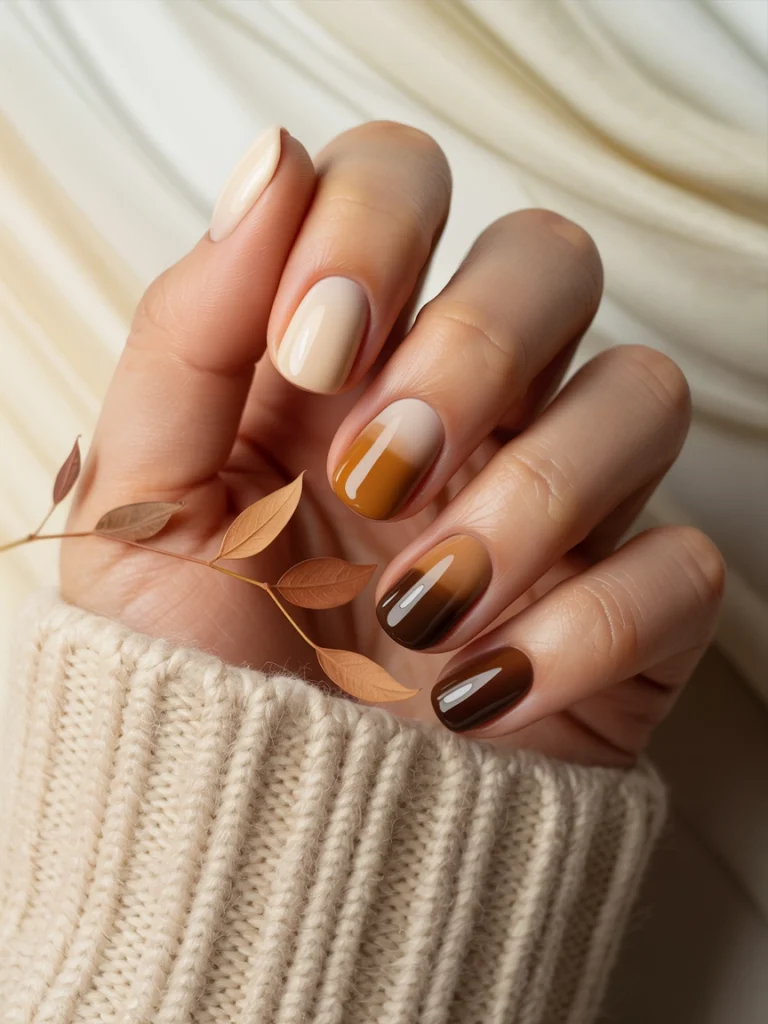 Brown Gradient Nails