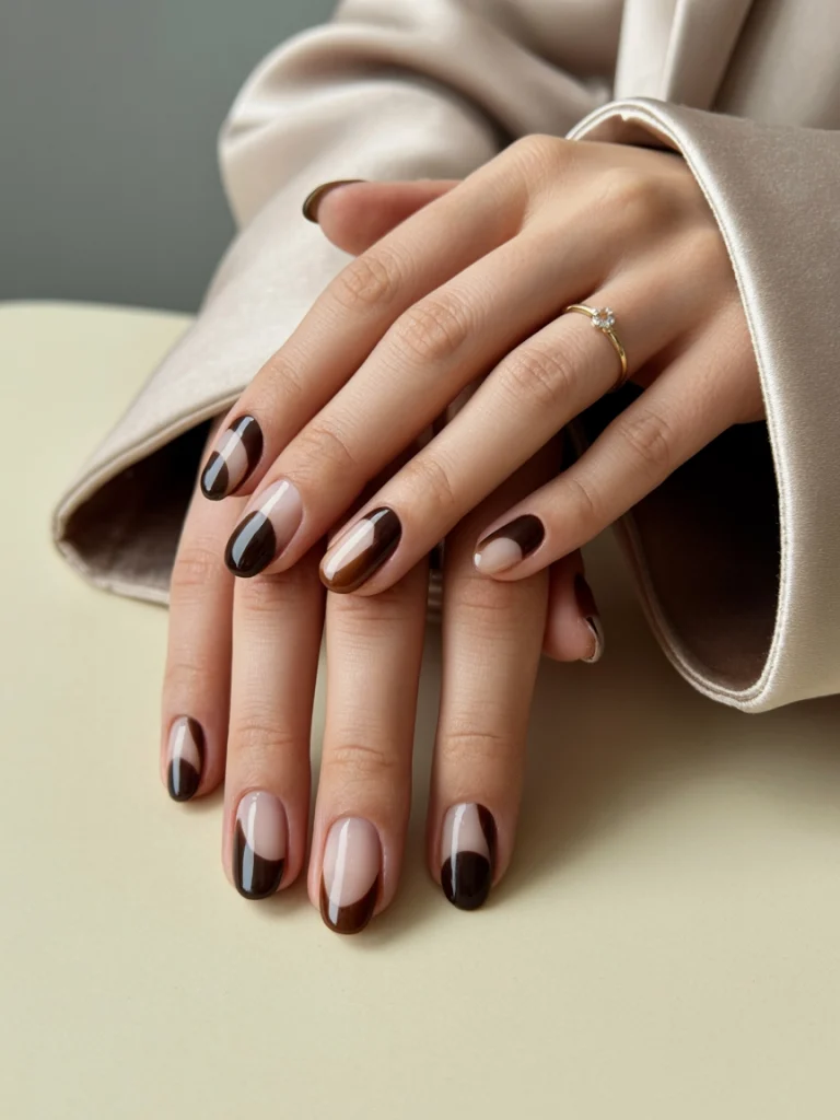 Brown Negative Space Nails