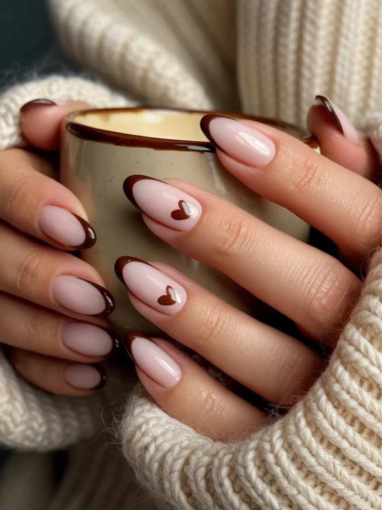 Brown Tips with Tiny Hearts