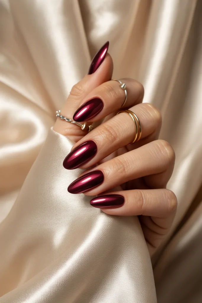 Burgundy Chrome Nails
