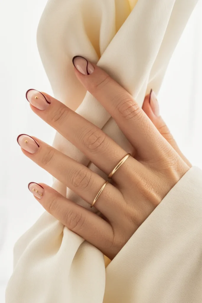 Burgundy Cuticle Cuff Nails