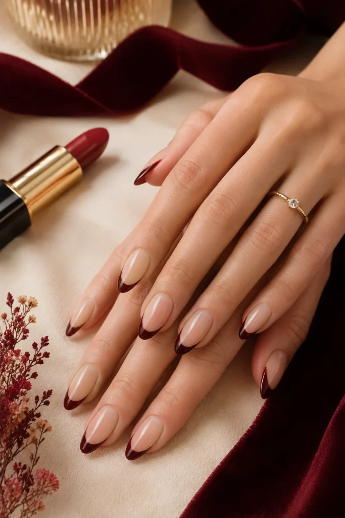 Burgundy French Nails