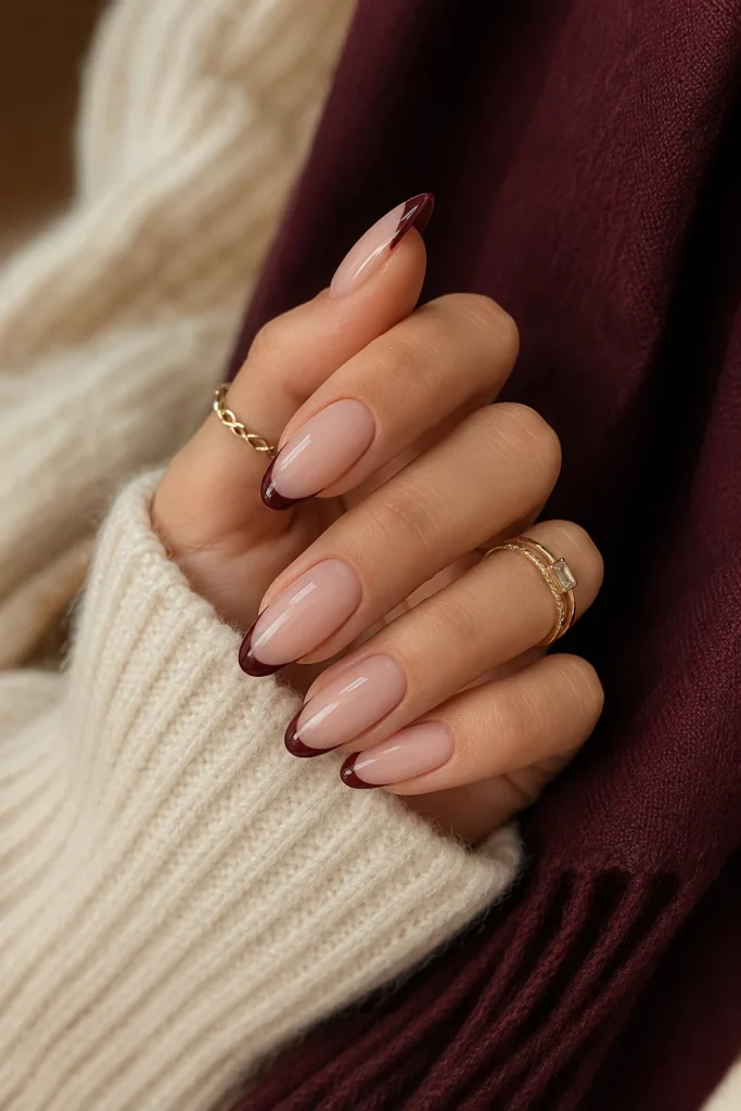 32 Old Money Nails for Winter That Look Timeless and Expensive 23 Burgundy French Tips 1