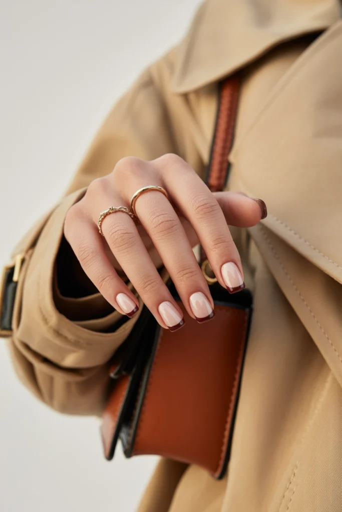 Burgundy Micro French Tips