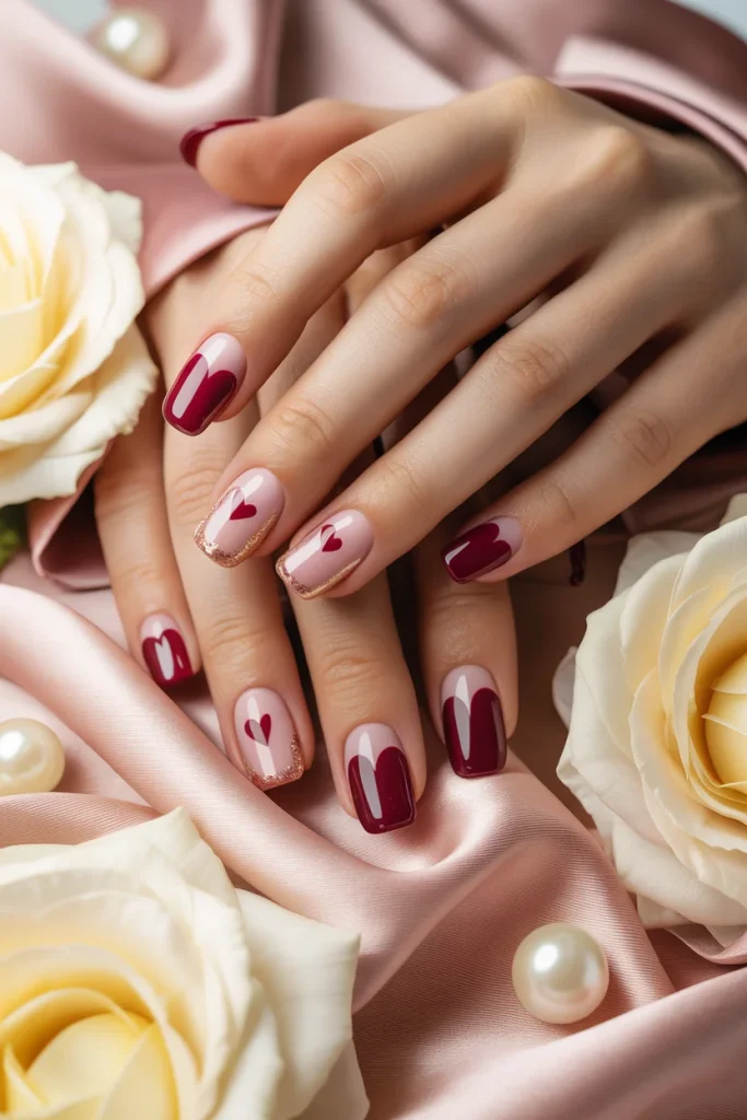 Burgundy Valentine Nails