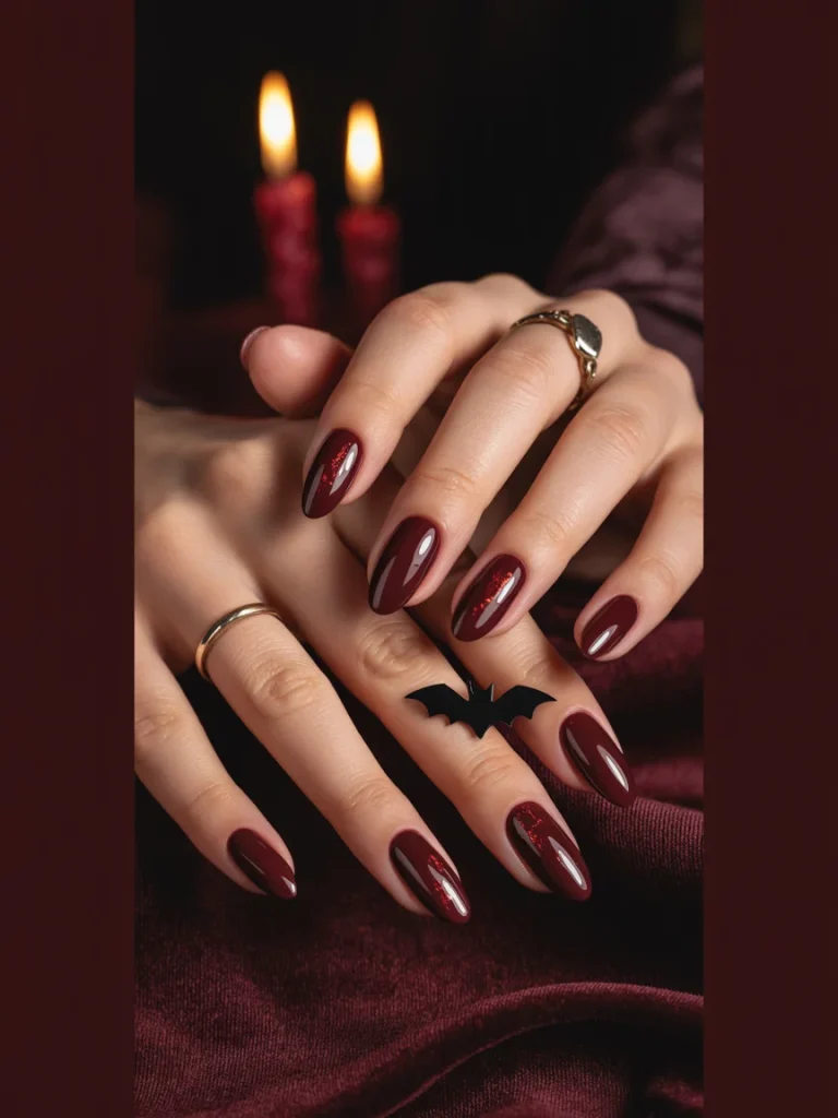 30 Halloween Nail Ideas That Are Spooky, Cute, and Actually Wearable 12 Burgundy Vampire Nails