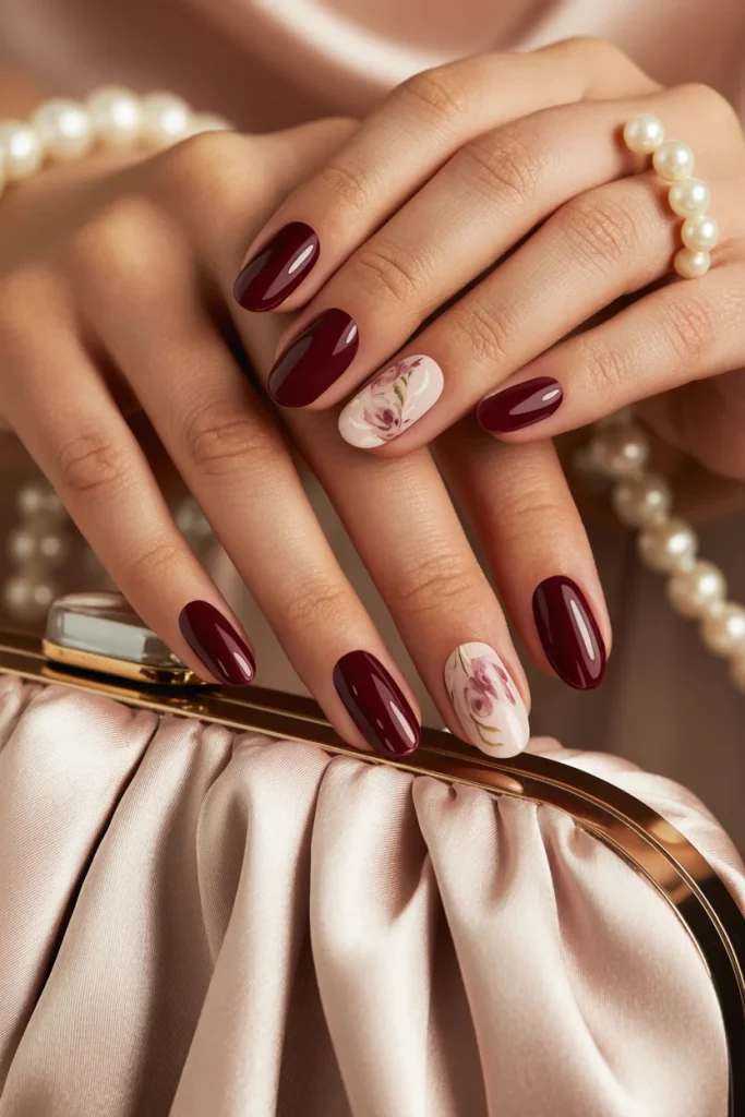 Burgundy Wedding Guest Nails