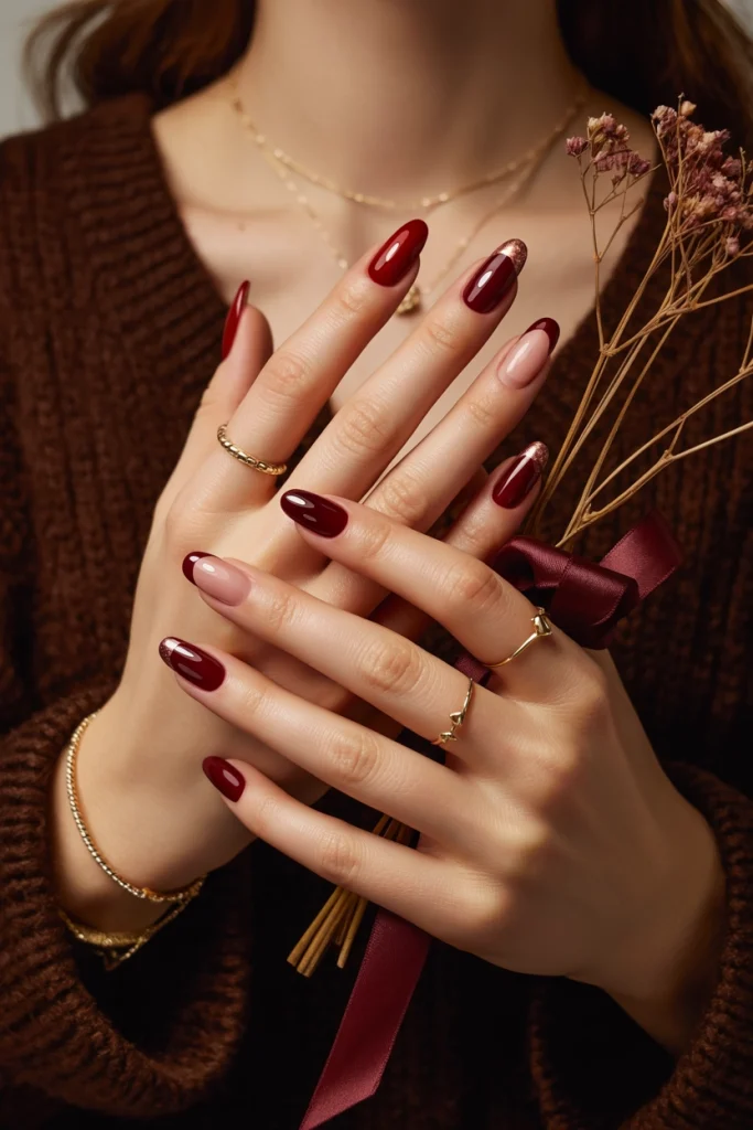 29 Classy Fall Nails That Look Sophisticated, Cozy, and Expensive 4 Burgundy Wine and Berry Fall Nails