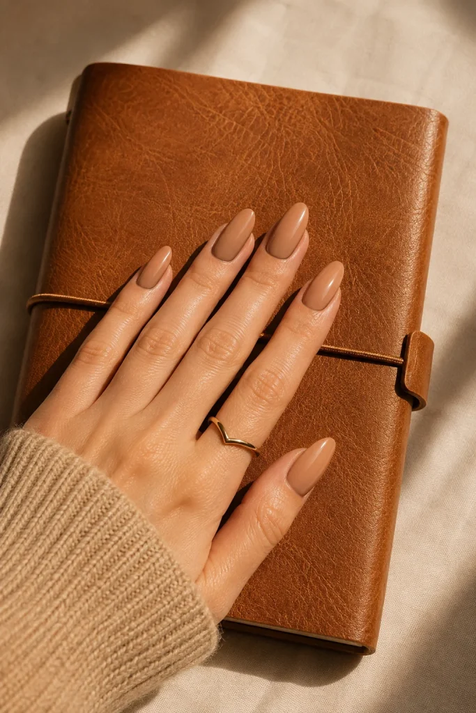 31 August Nail Ideas to Close Out Summer in Total Style 44 Caramel Nude Almond Nails