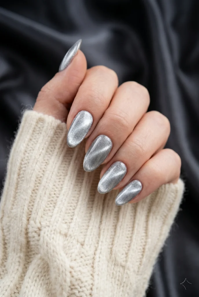 Cat Eye Silver Nails clean