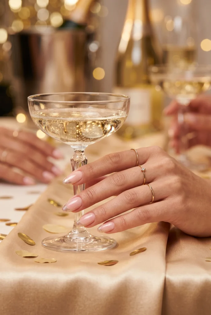 Champagne Glitter French Tips 1