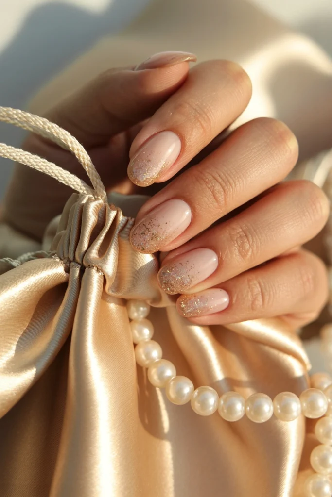 32 January Nail Ideas to Slay Your New Year Resolutions 13 Champagne Glitter Gradient Nails