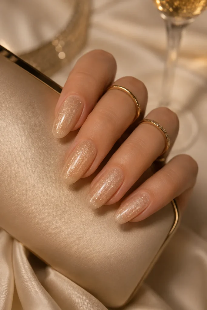 Champagne Shimmer Nails 4