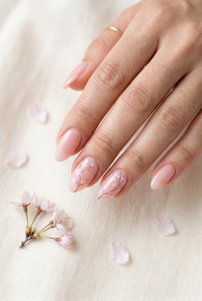 29 Classy Spring Nails That Look Polished, Pretty, and Expensive 23 Cherry Blossom Accent Nails