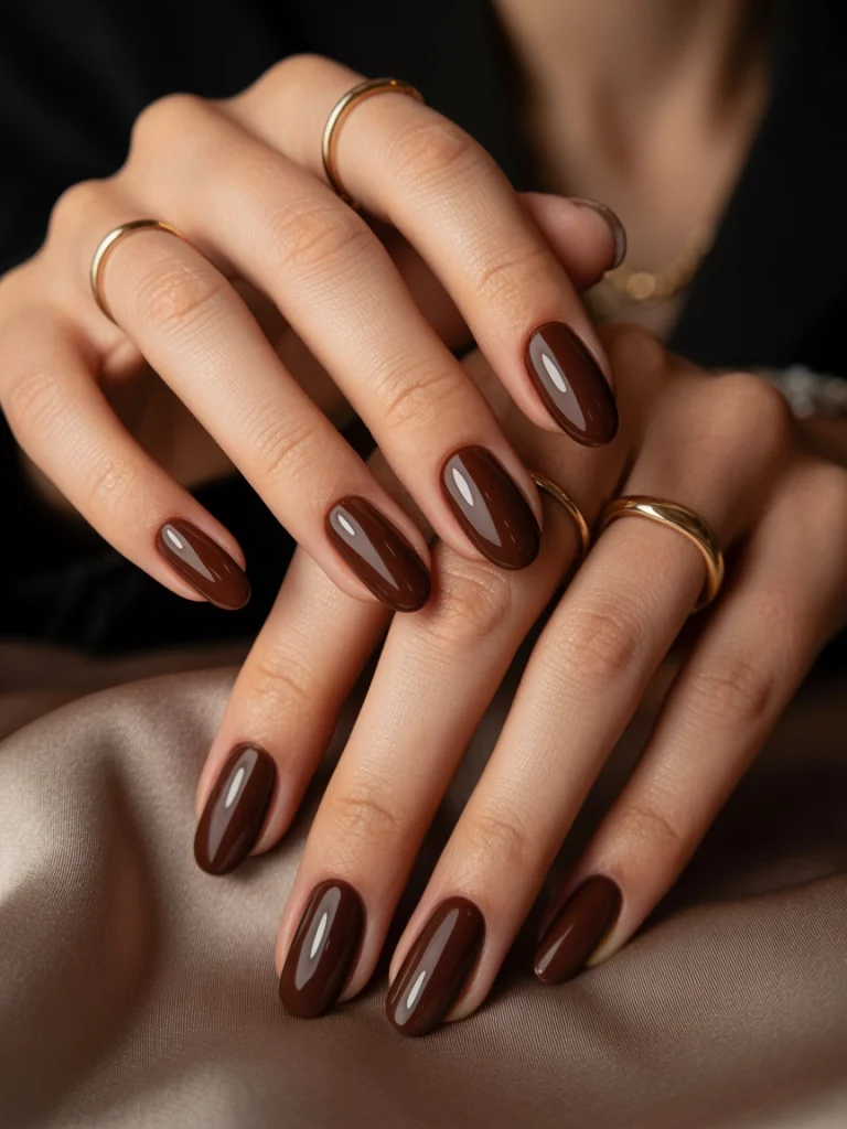 Chocolate Brown Cat Eye Nails