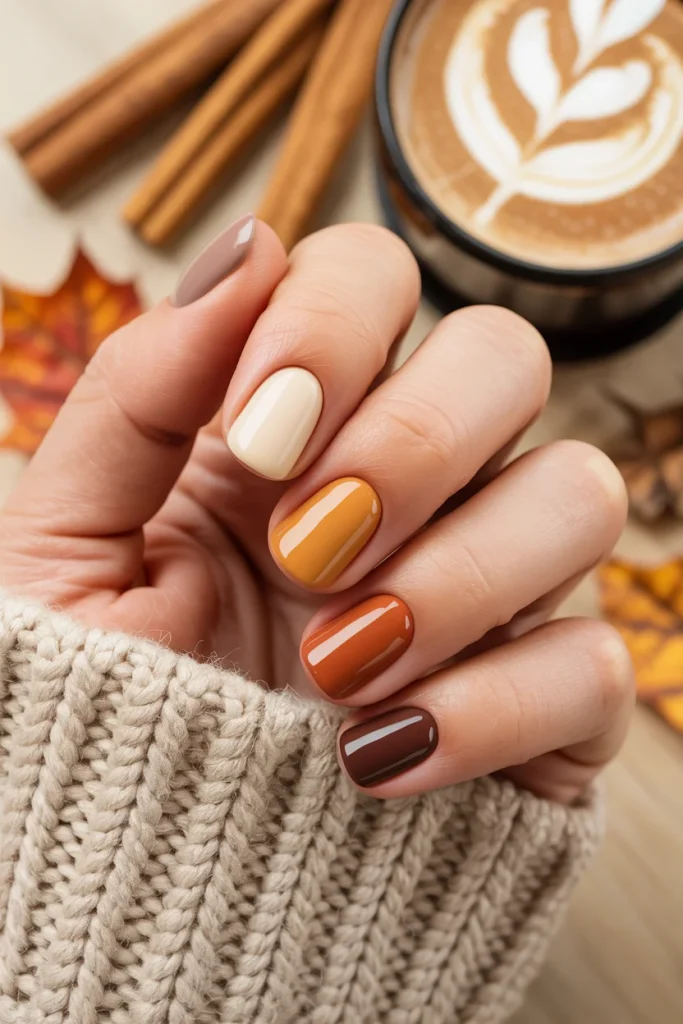 31 October Nail Ideas for Cozy, Spooky, and Classy Fall Vibes 10 Cinnamon Skittle Nails