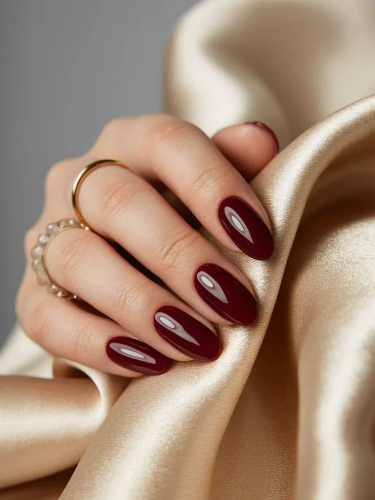 Classic Glossy Burgundy Nails