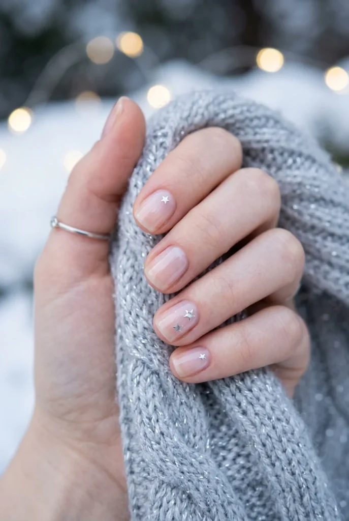 Clear Gloss Nails With Tiny Stars clean