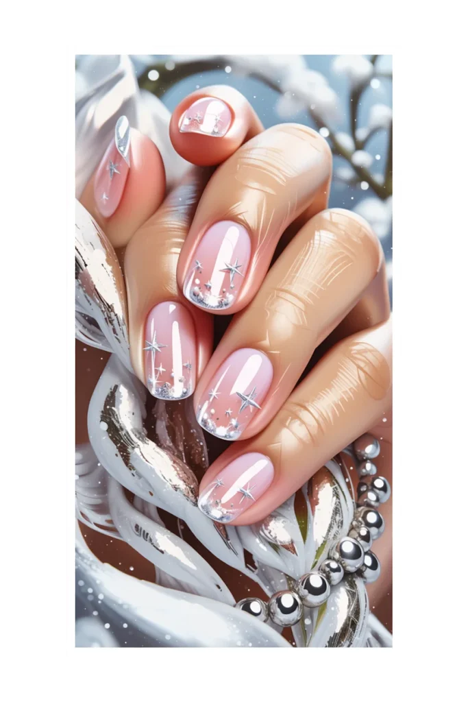 33 Short Nail Design Ideas for Winter That Look Chic, Cozy, and Simply Stunning 35 Clear Nails with Silver Stars