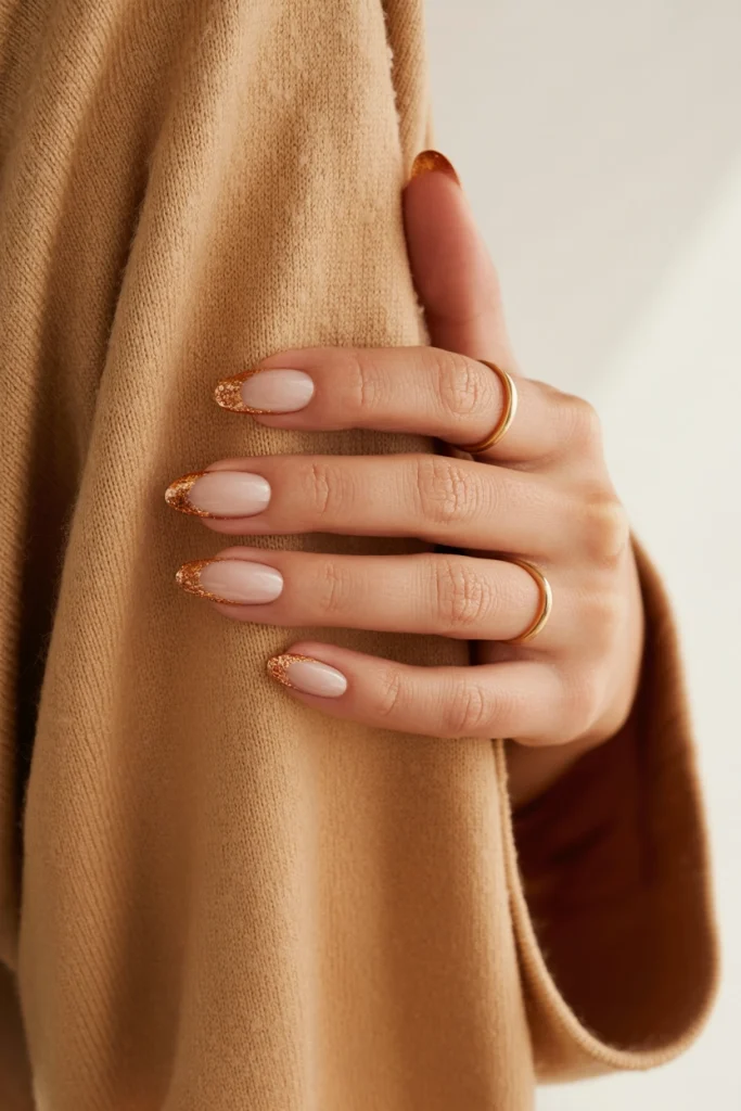 Copper Glitter French Tips