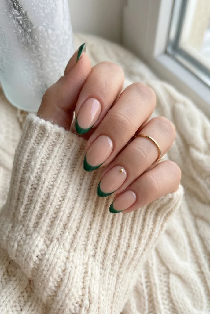 Dark Green French Tips clean