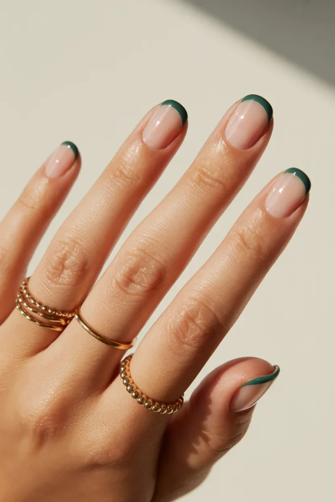 31 Dark Green Nail Designs That Look Moody, Luxe, and So Chic 23 Dark Green Micro French Tips