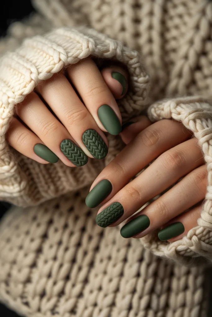 31 Dark Green Nail Designs That Look Moody, Luxe, and So Chic 25 Dark Green Sweater Nails