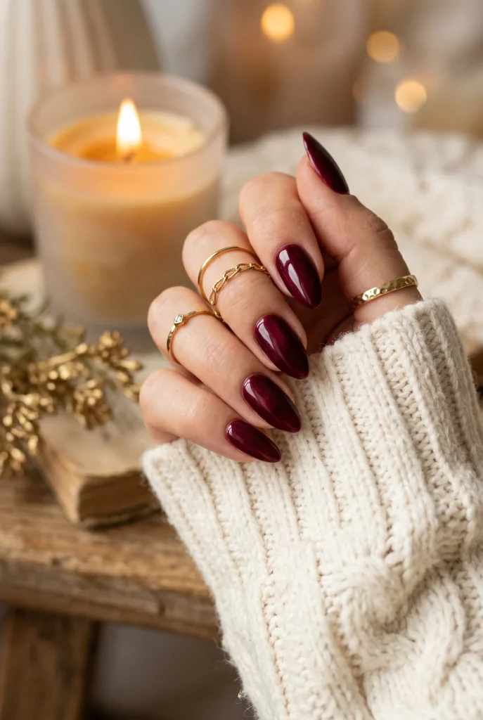 29 Winter Nail Designs That'll Make You Feel Like a Snow Goddess 9 Deep Burgundy Velvet Nails