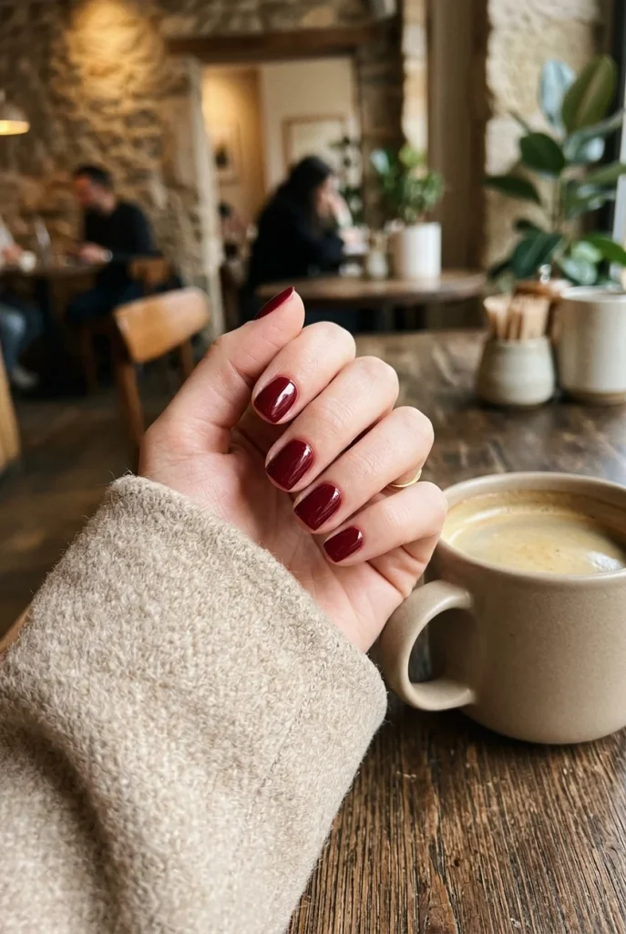 Deep Cherry Short Nails clean