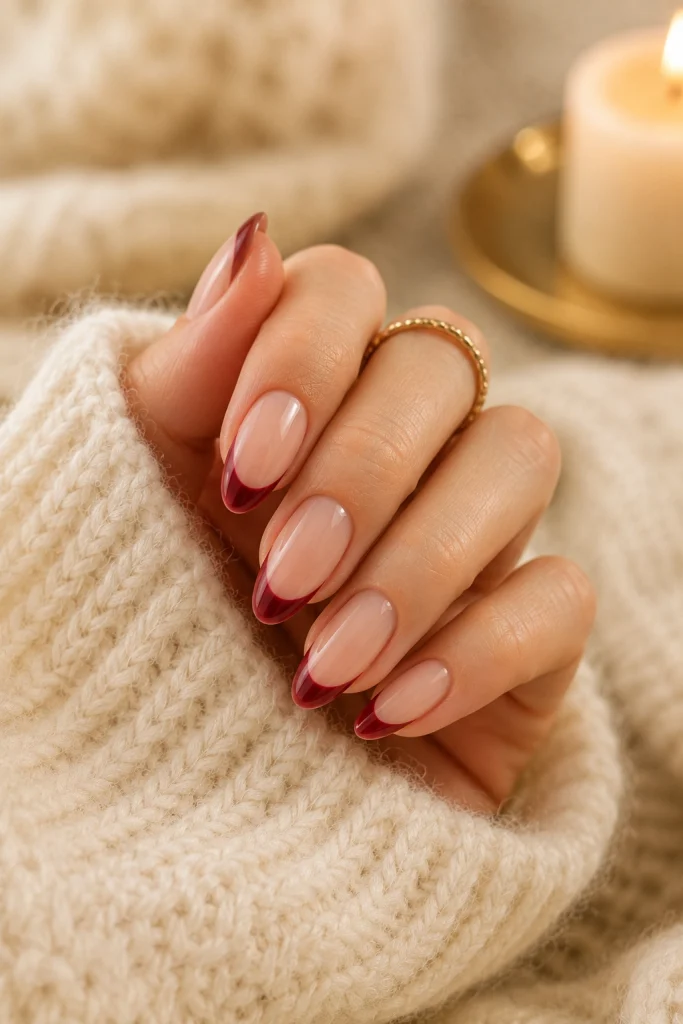 Deep Red French Tips