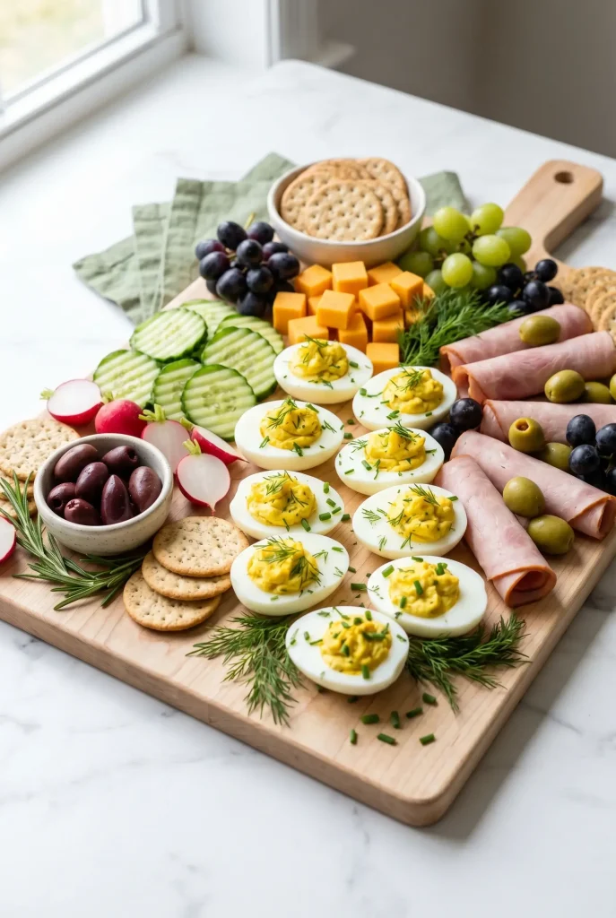28 Easter Charcuterie Board Ideas That Are Almost Too Pretty to Eat 11 Deviled Egg Charcuterie Board