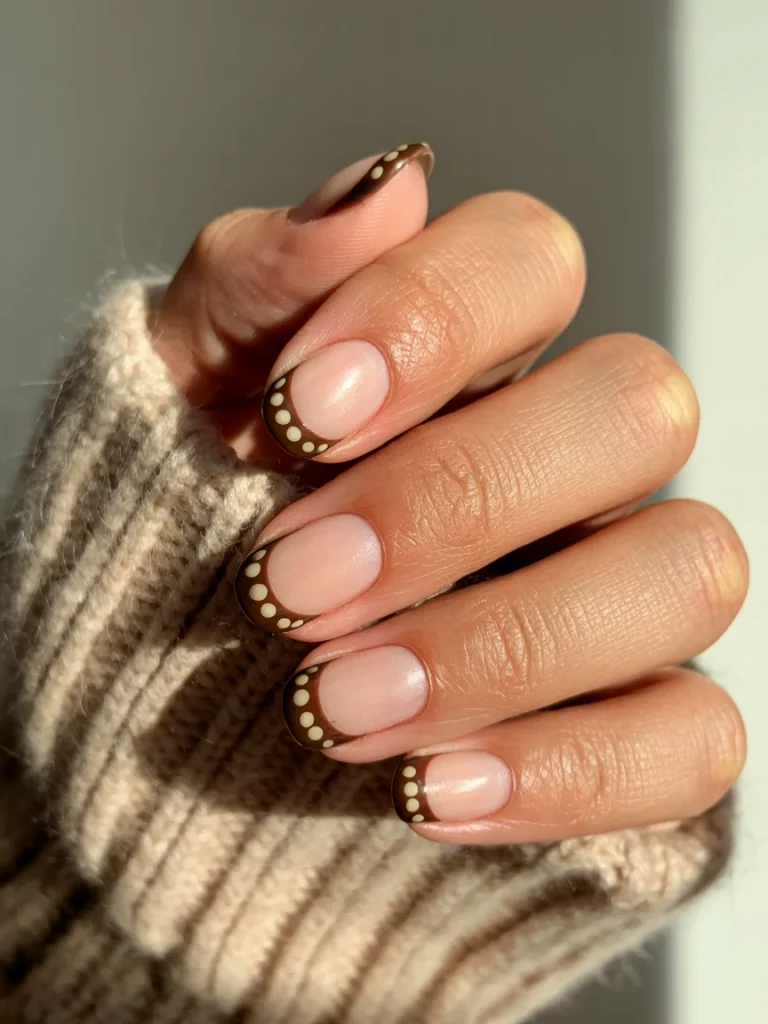 26 Fall French Tip Nail Ideas That Feel Fresh and Modern 23 Dotted Fall French Tips