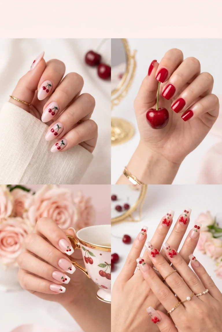 28 Trendy Red Cherry Nail Ideas That Look Playful and Chic
