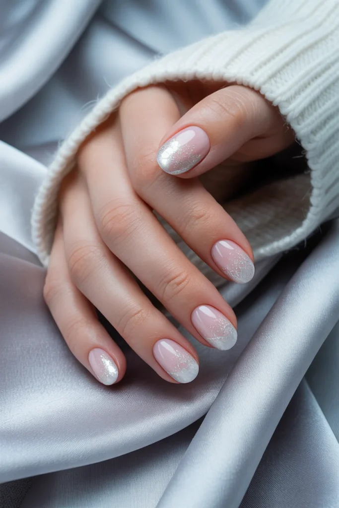 33 Short Nail Design Ideas for Winter That Look Chic, Cozy, and Simply Stunning 21 Frosted French Manicure