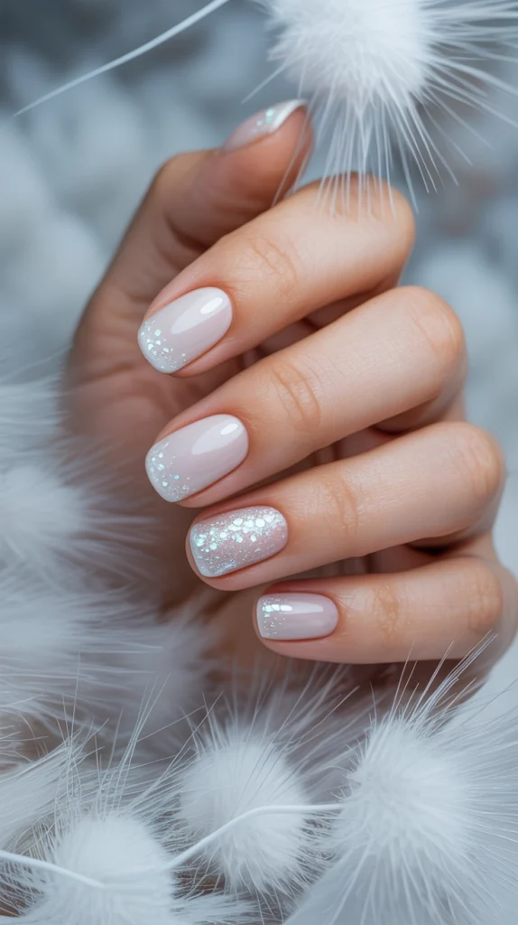 32 January Nail Ideas to Slay Your New Year Resolutions 8 Frosted Glitter Accent Nails