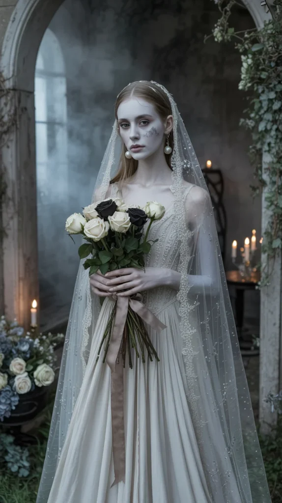 35 Cute and Creepy Halloween Costumes for a Spooky-Chic Night 7 Ghost Bride Costume