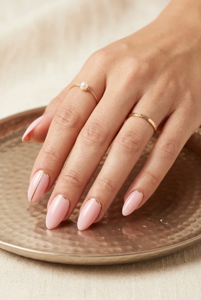 31 Classy Pink Nail Ideas for a Pretty, Polished Manicure 21 Gold Line Pink Nails
