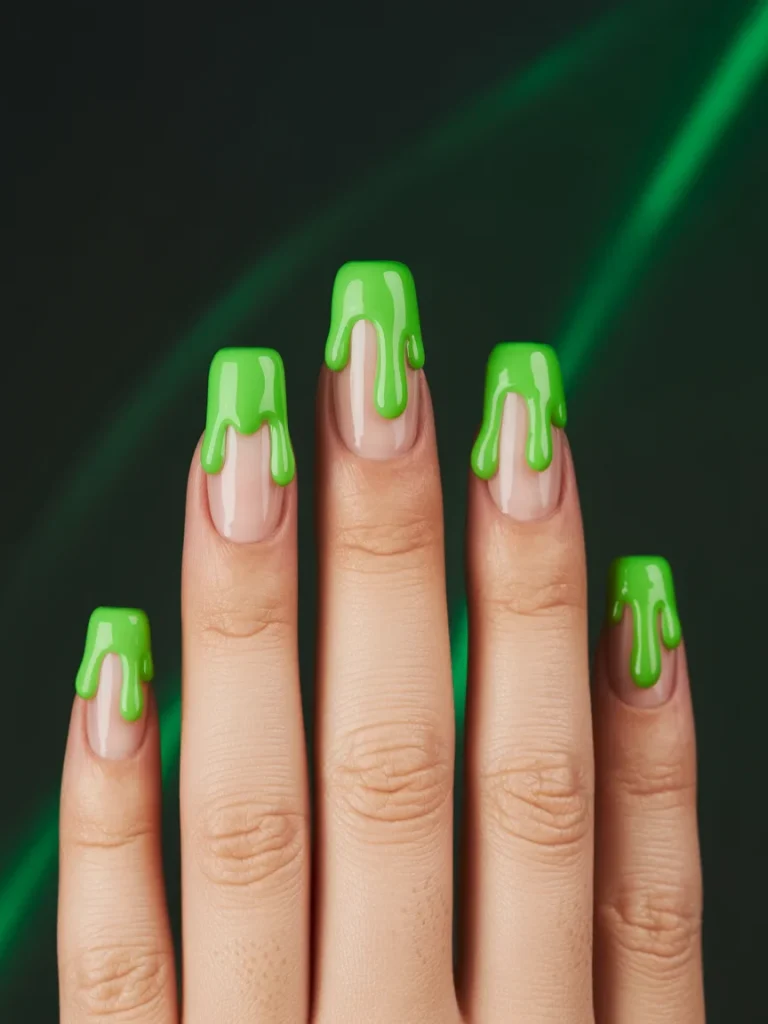 30 Halloween Nail Ideas That Are Spooky, Cute, and Actually Wearable 29 Green Slime Tips