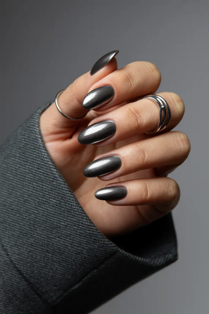 31 Trendy Nail Colors for 2027 That Look Expensive in Every Season 30 Gunmetal Chrome