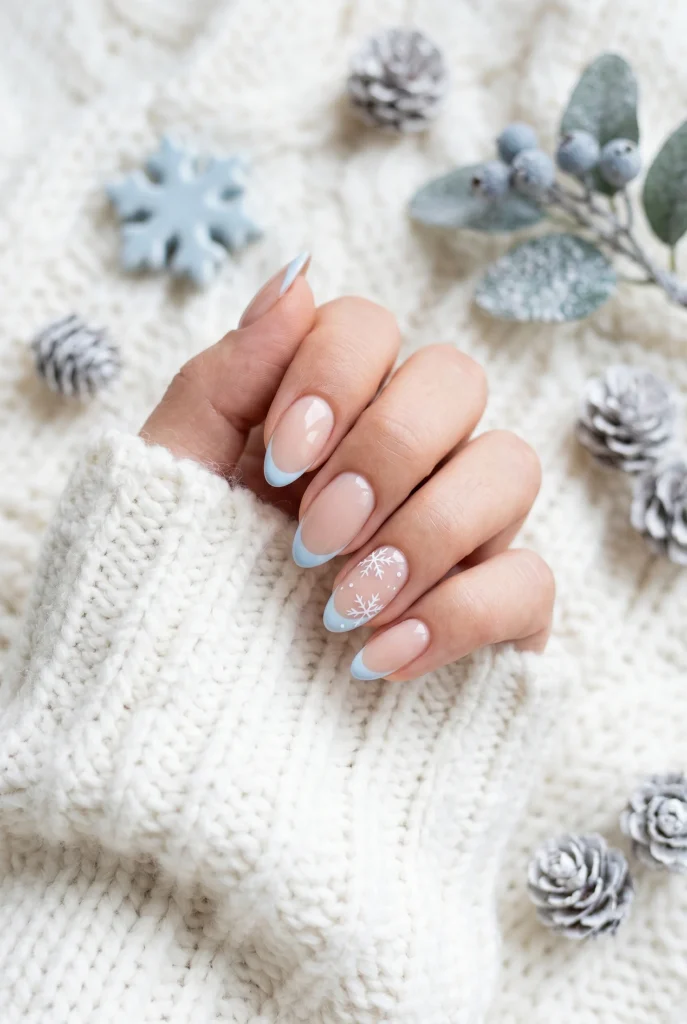 29 Winter Nail Designs That'll Make You Feel Like a Snow Goddess 19 Ice Blue French Manicure