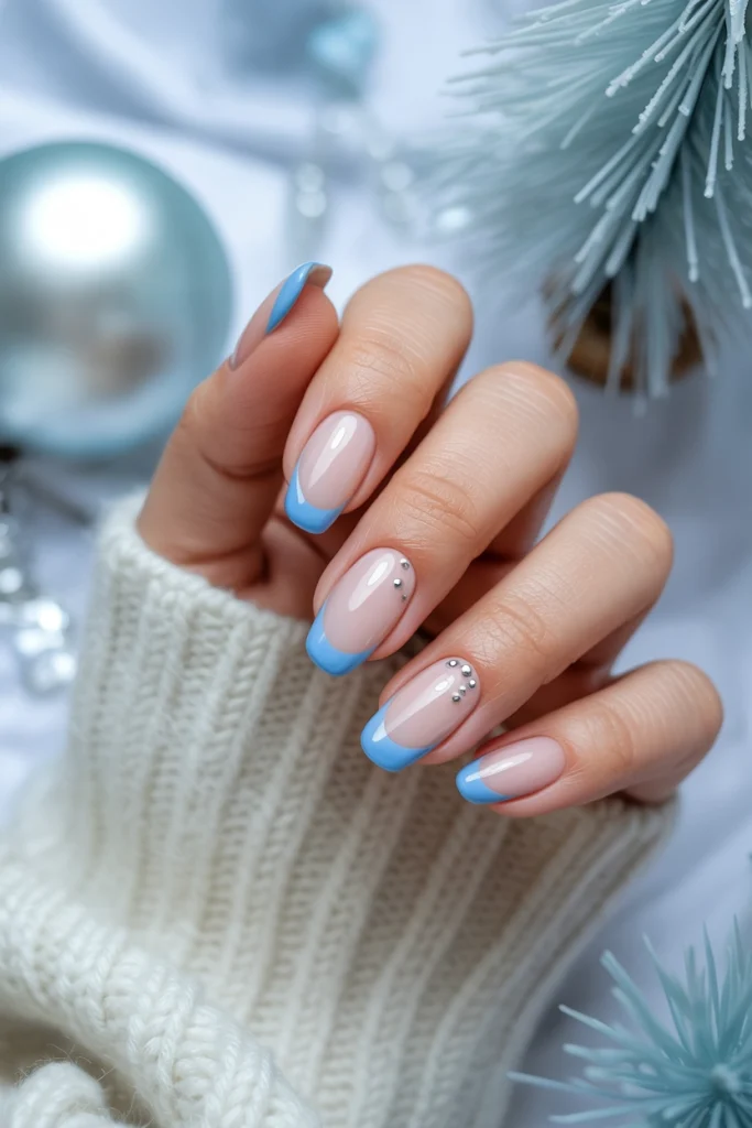 32 January Nail Ideas to Slay Your New Year Resolutions 4 Icy Blue French Tips