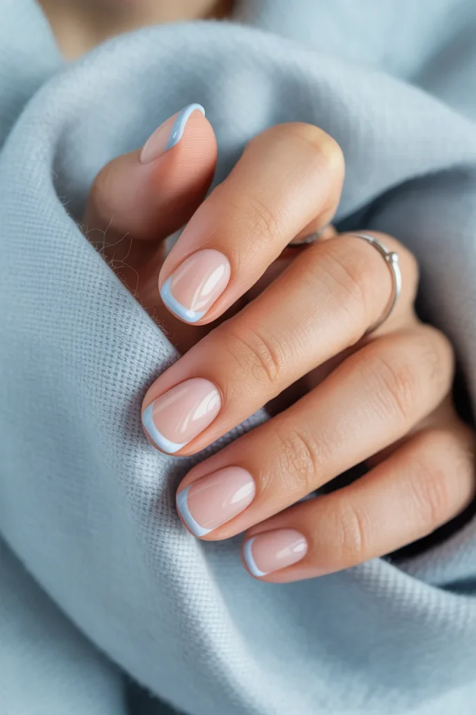 33 Short Nail Design Ideas for Winter That Look Chic, Cozy, and Simply Stunning 10 Icy Blue Micro French Tips
