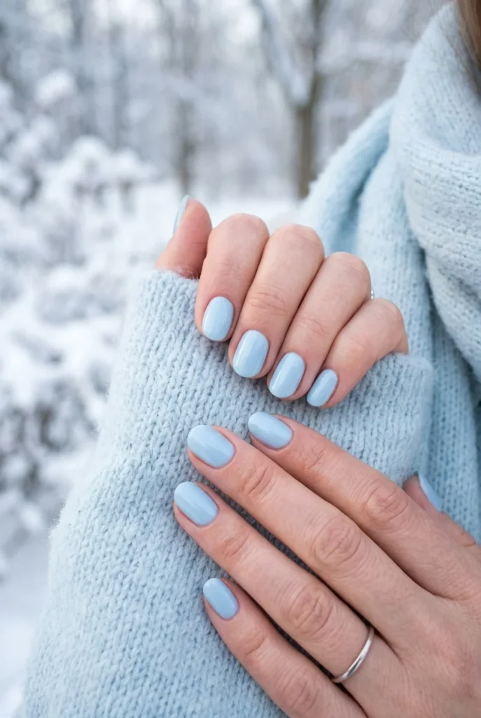 Icy Blue Short Nails clean