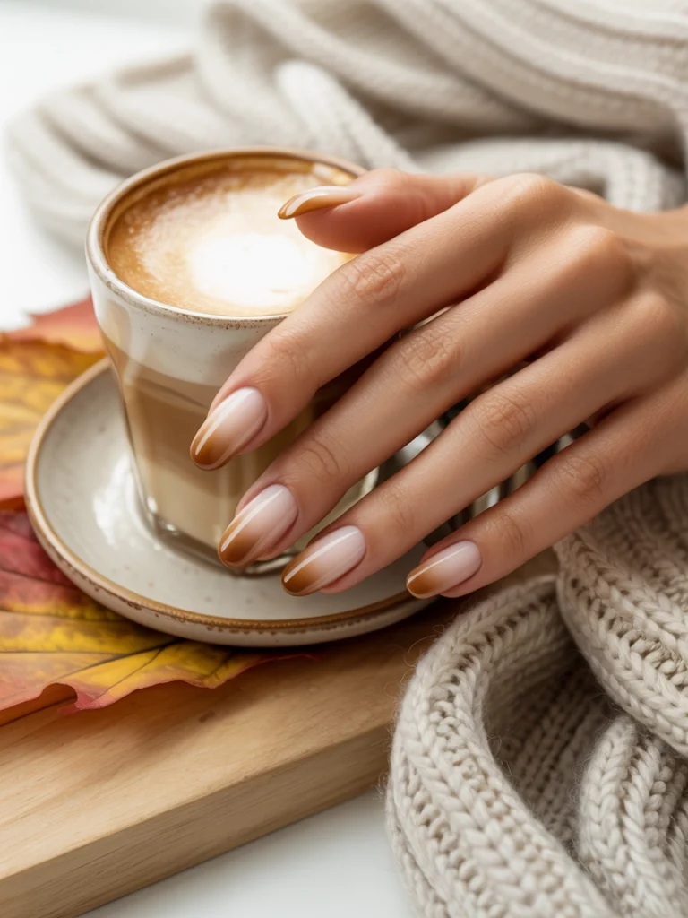 Latte Ombre Nails