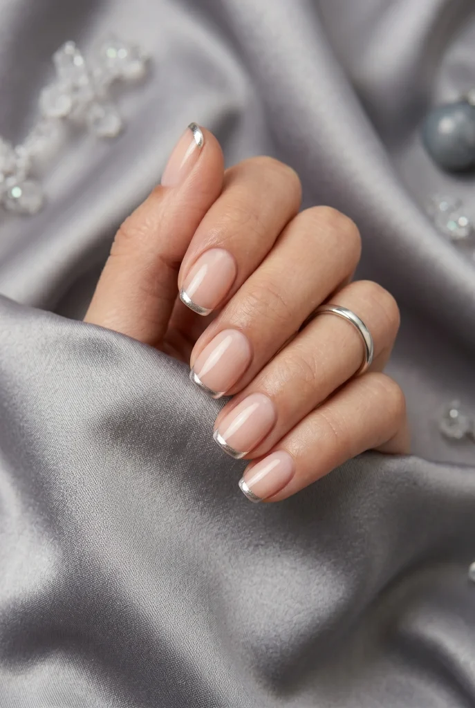 Metallic Micro French Nails