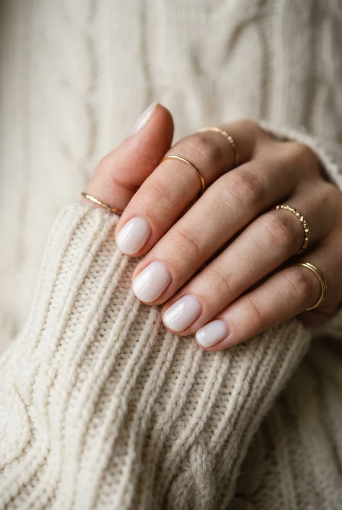 Milky White Short Nails 2