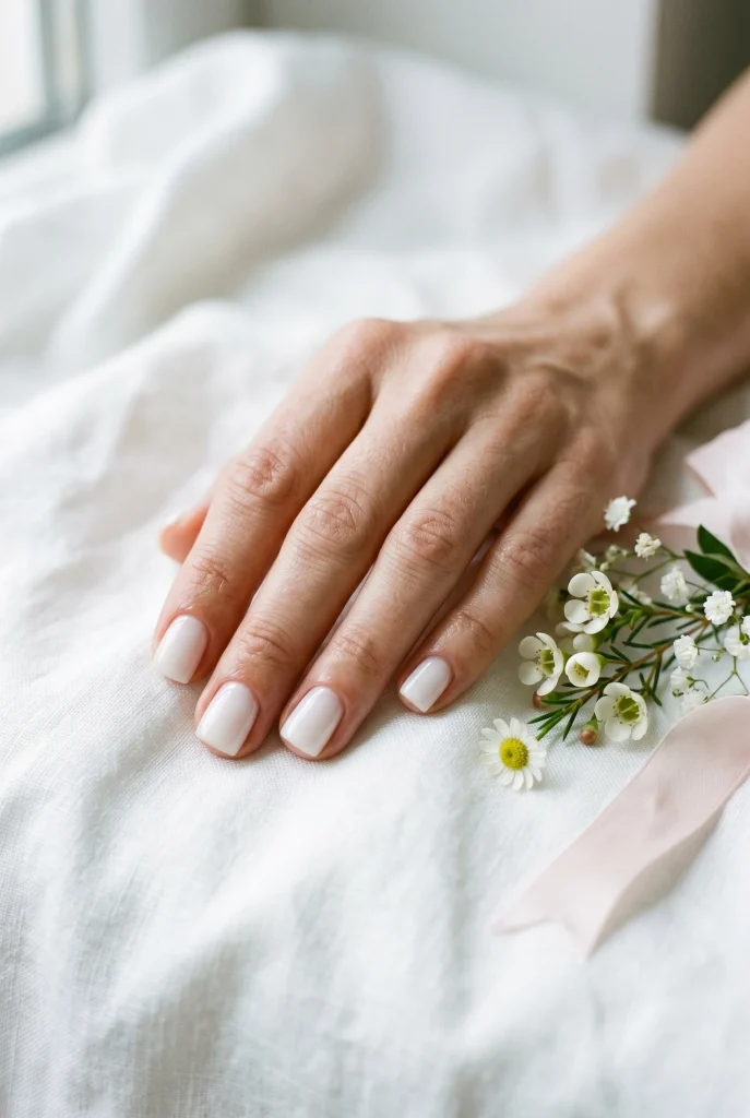 Milky White Spring Nails