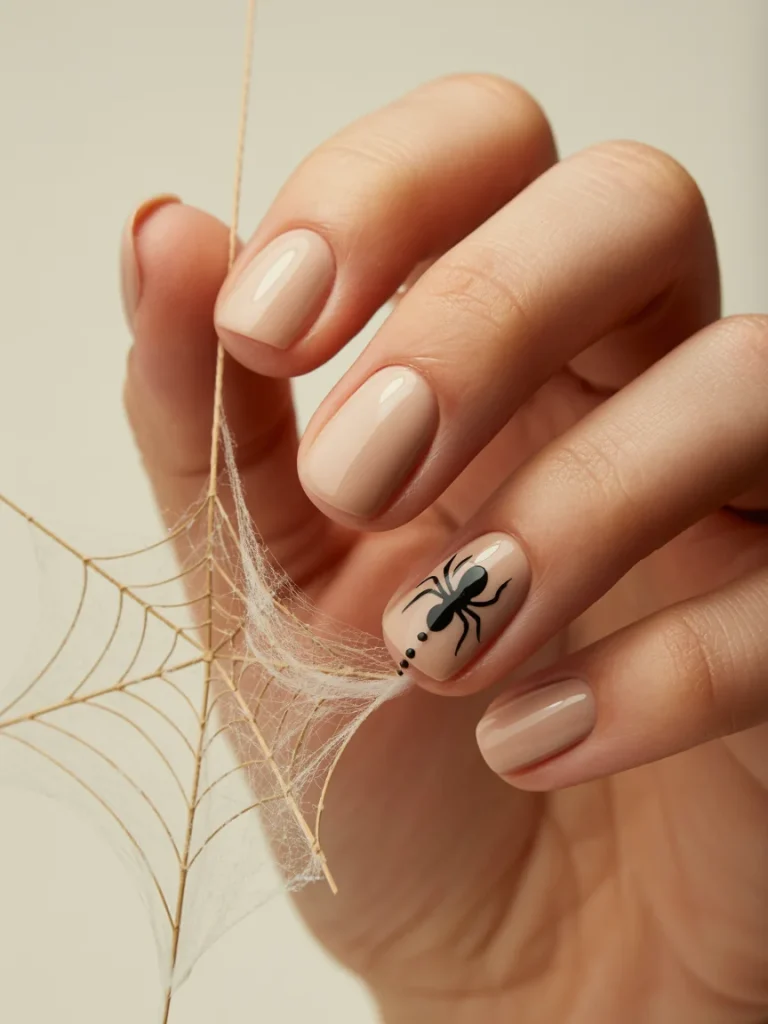 30 Halloween Nail Ideas That Are Spooky, Cute, and Actually Wearable 23 Mini Spider Accent Nails