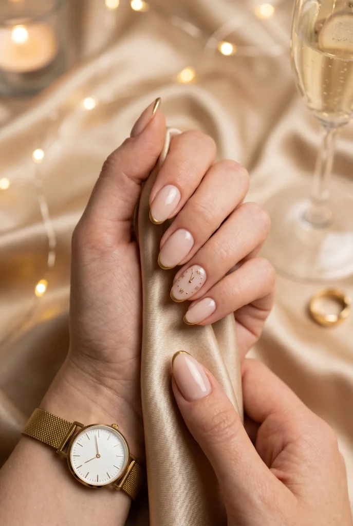Minimal Clock Accent Nails